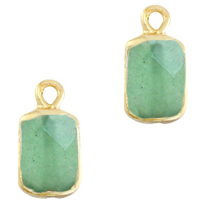 Ciondoli in pietra naturale rettangolo verde oceano-oro