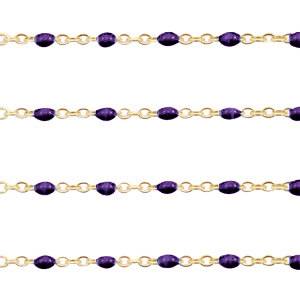 Componenti in acciaio inossidabile 1mm catena stile rosario viola reale-oro