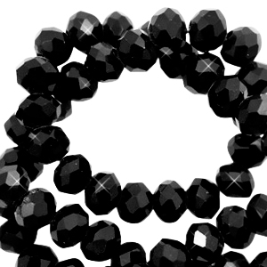 Perline sfaccettate 4x3 mm rondella nero giaietto-effetto perlato