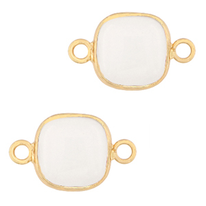 Ciondoli in pietra naturale Quarzo latteo distanziatori 12x12mm bianco-oro