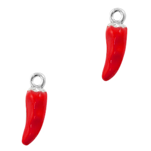 Ciondoli di metallo BQ a forma di peperoncino argento-rosso