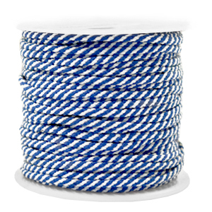 Cordoncino tubolare intrecciato 2mm blu-bianco