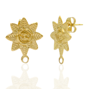 Orecchini in acciaio inossidabile flor con anellino oro