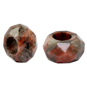 Perline in pietra naturale Granito sfaccettate effetto rosso corallo
