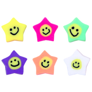 Perline di polimero stella smiley multicolore