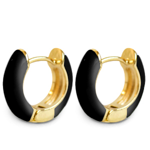 Orecchini alla moda a cercio smalto 15mm nero-oro