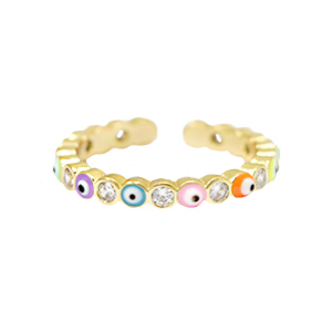 Anelli must-have smalto occhio di Allah multicolore-oro