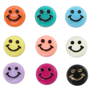 Perline alfabeto in acrilico smiley multicolore