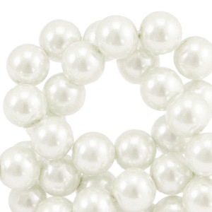 Perline di vetro con effetto perlato 4mm biancastro