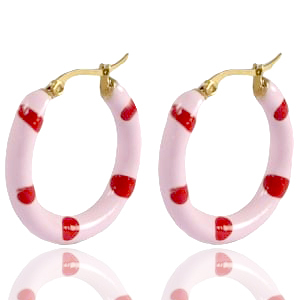 Orecchini in acciaio inossidabile a cerchio smalto 26mm rosa chiaro delicato rosso-oro