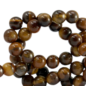 Perline in pietra naturale Occhio di tigre 8mm oro marrone