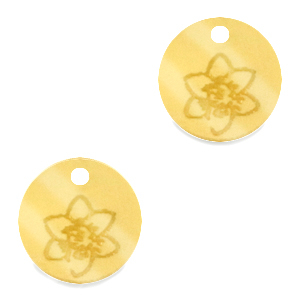 Ciondoli Plexx 12mm Fiore di nascita Dicembre-Narciso oro