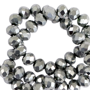 Perline sfaccettate 8x6 mm rondella argento-effetto perlato