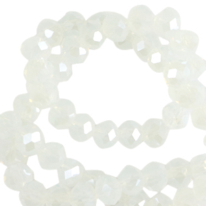 Perline sfaccettate 8x6 mm rondella cristallo latteo-effetto perlato