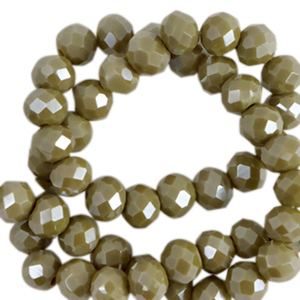 Perline sfaccettate 6x4 mm rondella verde muschio-effetto perlato