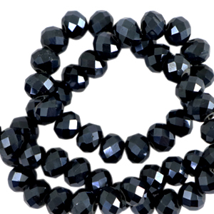 Perline sfaccettate 4x3 mm rondella nero-effetto perlato