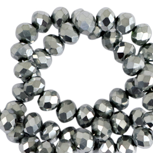 Perline sfaccettate 4x3 mm rondella argento-effetto perlato
