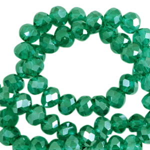 Perline sfaccettate 4x3mm rondella verde lago -effetto perlato