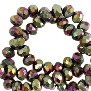 Perline sfaccettate 4x3mm rondella oro-rivestimento AB