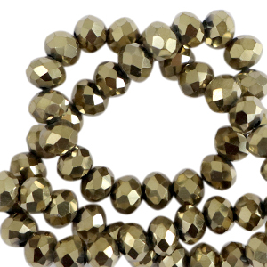 Perline sfaccettate 4x3mm rondella oro antico metallico-effetto perlato