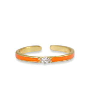 Metallo TQ in ottone anello smalto arancione cristallo-oro