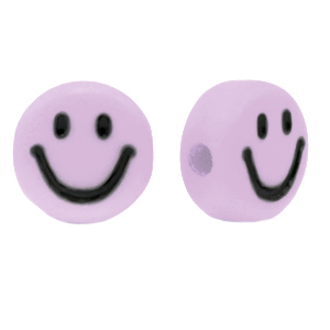 Perline alfabeto in acrilico smiley viola lilla