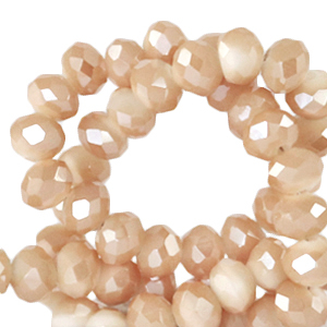 Perline sfaccettate 6x4 mm rondella beige pesca - dorato