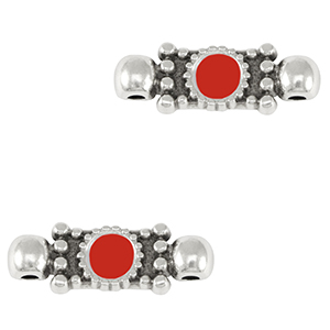 Ciondoli di metallo DQ distanziatore argento antico-rosso (privo di nichel)