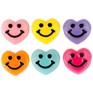 Perline alfabeto in acrilico smiley cuore multicolore