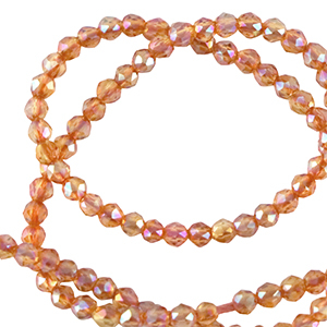 Perline sfaccettate tonde 2mm arancio fiamma-rivestimento AB