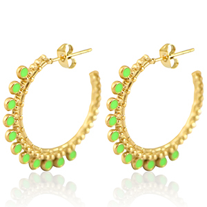 Orecchini in acciaio inossidabile a cercio 30mm oro-verde neon