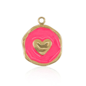 Ciondoli in acciaio inossidabile cuore oro-rosa neon