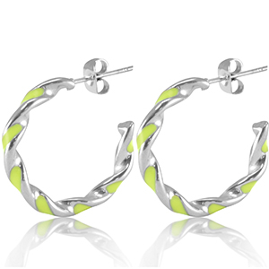 Orecchini in acciaio inossidabile verde lime neon-argento
