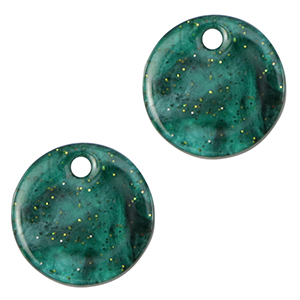 Pendenti in resina glitterato 12mm multicolore verde