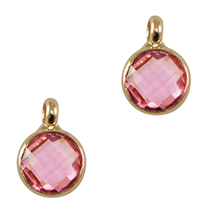 Pendenti di vetro Crystal Glass 7mm rosa-oro
