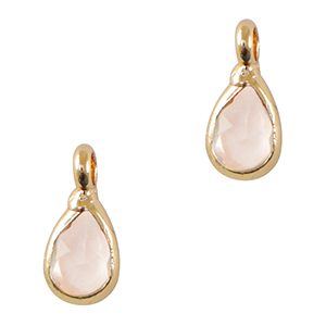Pendenti di vetro Crystal Glass goccia rosa chiaro-oro
