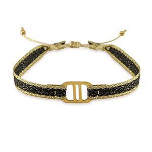 Braccialetti alla moda Nastra con distanziatore acciaio inossidabile nero-oro
