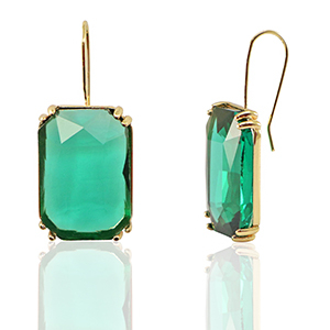 Orecchini con Cristalli rettangolo verde-oro