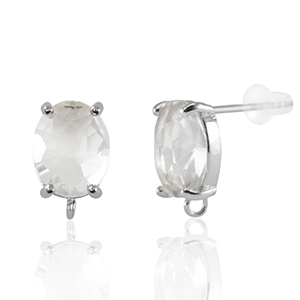 Orecchini con Cristalli con anellino ovale cristallo-argento