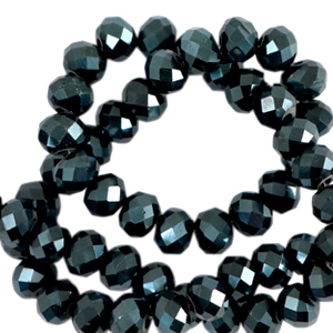 Perline sfaccettate 4x3mm rondella verde bosco-effetto perlato