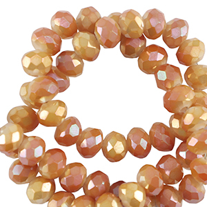 Perline sfaccettate 4x3mm rondella arancio lucido-effeto perlato