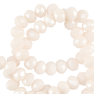 Perline sfaccettate 4x3mm rondella bianco vaniglia-effeto perlato