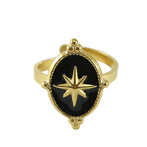 Anelli in acciaio inossidabile stella oro-nero