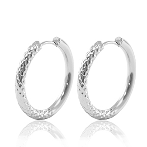 Orecchini in acciaio inossidabil a cerchio reversibile 23mm argento