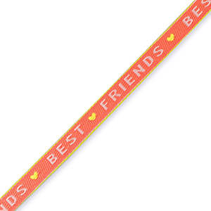 Nastro con testo "best friends" rosso corallo-verde lime