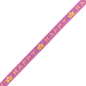 Nastro con testo "happy" viola lilla-rosa corallo