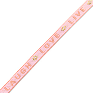 Nastro con testo "live laugh love" rosa-rosa corallo