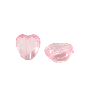 Perline in acrilico cuore rosa trasparente