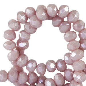 Perline sfaccettate 3x2mm rondella rosa cenere delicato-effetto perlato