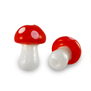 Perline di vetro fungo bianco-rosso